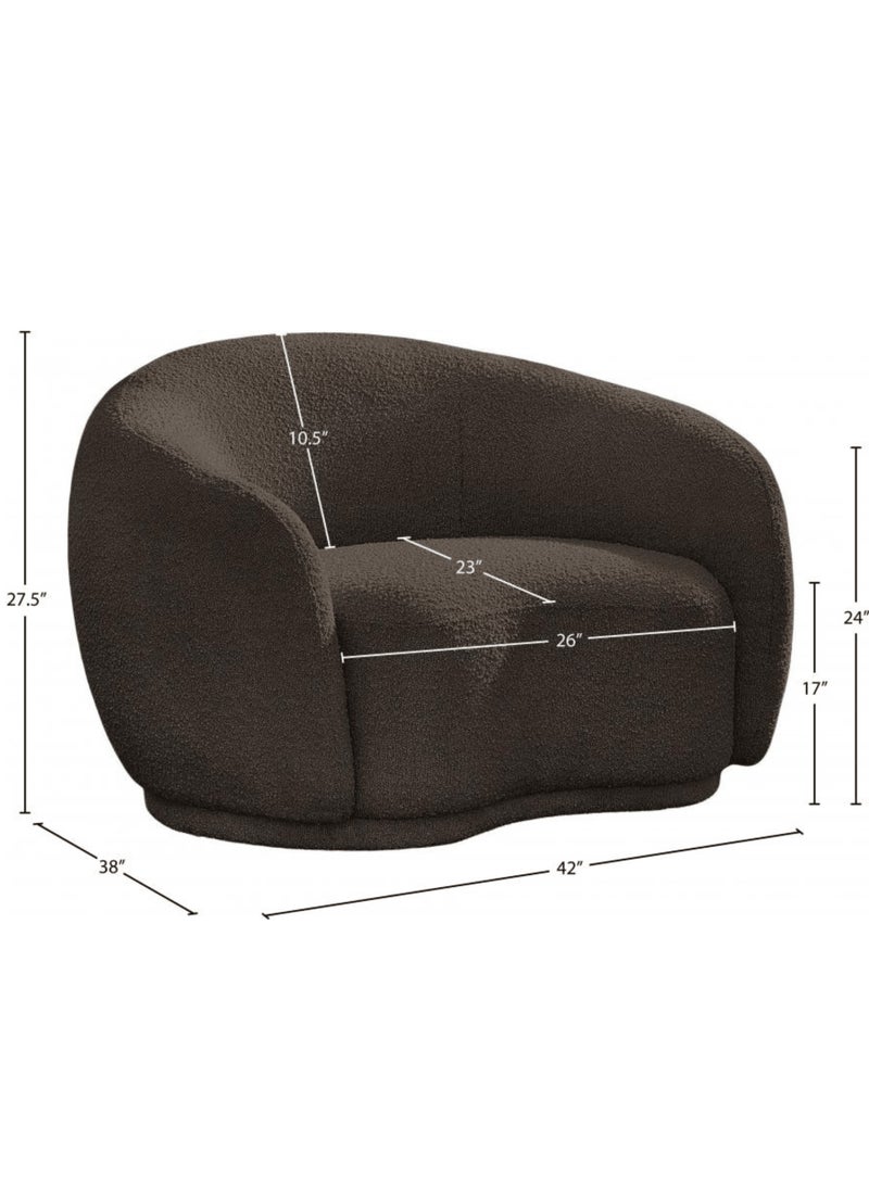 Wooden Twist - Wooden Twist Snug Rounded Back Rich Brown Modern Boucle Sofa Single Seater - Image 1