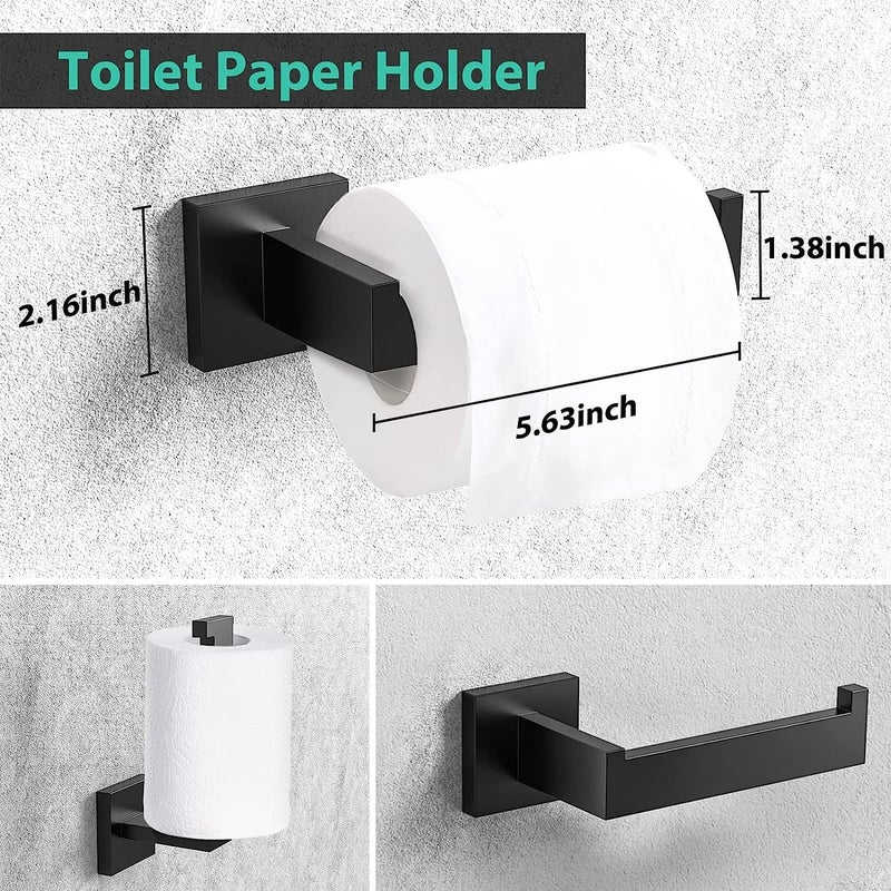 LUXIUR Toilet Paper Roll Holder for Bathroom Kitchen Tissue Roll Stand 304 Grade Stainless Steel Wall Mount Hanger for Kitchen Accessories Items Home and Bathroom Accessories Matte Black - Image 2