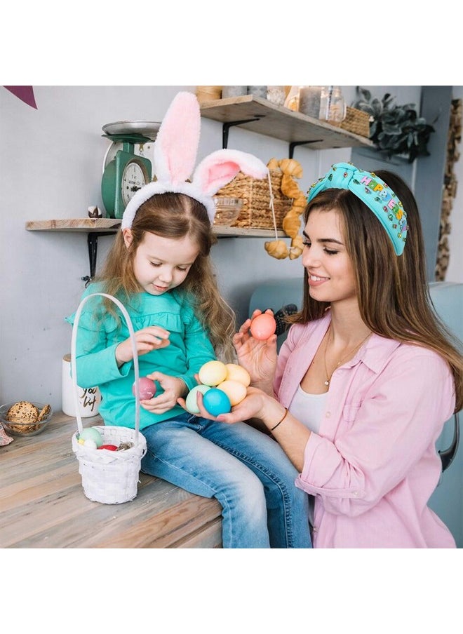 YAHPERN Easter Headbands For Women Colorful Easter Egg Carrot Bunny Headband Embellished Crystal Rhinestone Wide Top Knot Headband Easter Outfits Accessories Spring Holiday Headwear Gifts (Happy Easter 2)  - Image 3