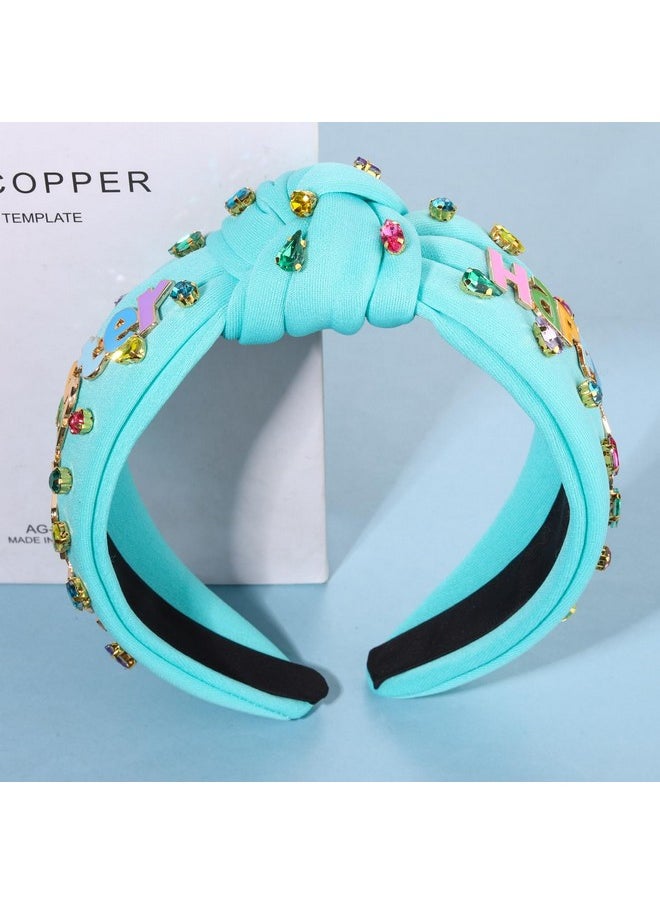YAHPERN Easter Headbands For Women Colorful Easter Egg Carrot Bunny Headband Embellished Crystal Rhinestone Wide Top Knot Headband Easter Outfits Accessories Spring Holiday Headwear Gifts (Happy Easter 2)  - Image 5