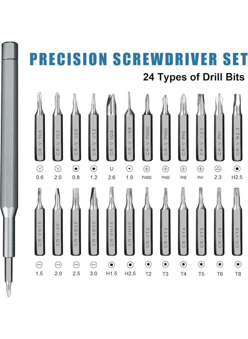 Generic Precision Screwdriver Set with Aluminum Magnetic Case – Multi-Bit Repair Tool Kit for Electronics, Phone, Laptop, Watch & Eyeglasses – Slim Anti-Slip Handle, Magnetized Bits - Image 2