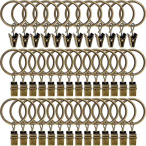 LLPJS 40 Pack Curtain Rings with Clips Curtain Clip Rings Hooks Bow Hanger Clips for Hanging Drapery Drapes Bows Ring 126 inch Interior Diameter Fits up to 1 Rod Bronze