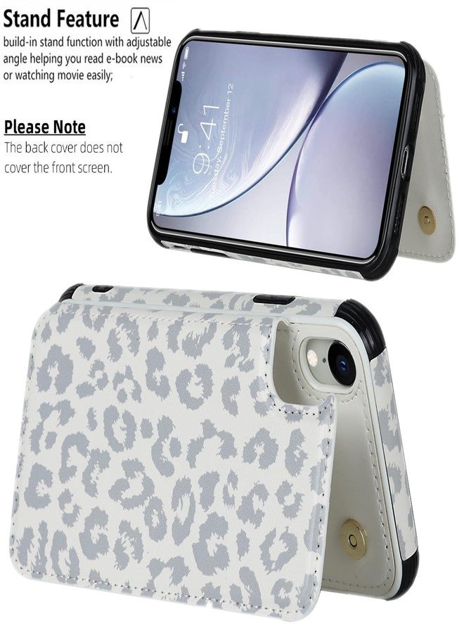iCoverCase Compatible with iPhone XR Wallet Case with Card Holder and Wrist Strap, RFID Blocking Card Slots PU Leather Kickstand Protective Phone Case (Gray Leopard) - Image 4