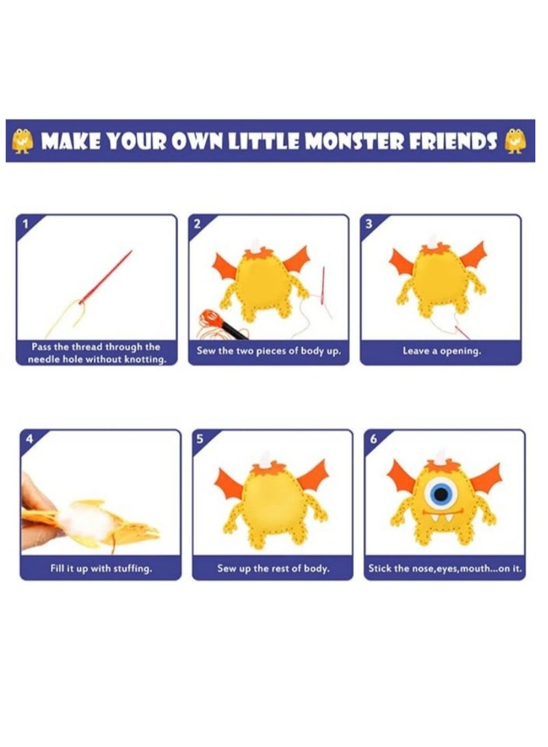 Little Monsters DIY Sewing Kits,Make Your Own Stuffed Monster Kit, Felt Stitch Art and Craft Toys for Boys and Girls - Childrens DIY Crafting and Sewing - Image 2