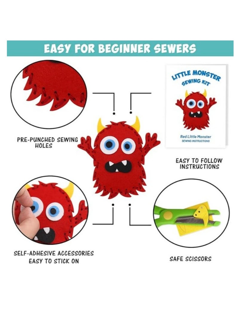 Little Monsters DIY Sewing Kits,Make Your Own Stuffed Monster Kit, Felt Stitch Art and Craft Toys for Boys and Girls - Childrens DIY Crafting and Sewing - Image 3