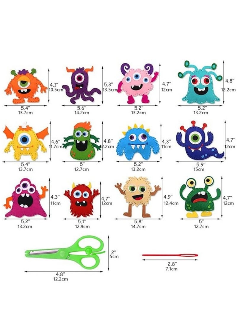 Little Monsters DIY Sewing Kits,Make Your Own Stuffed Monster Kit, Felt Stitch Art and Craft Toys for Boys and Girls - Childrens DIY Crafting and Sewing - Image 4