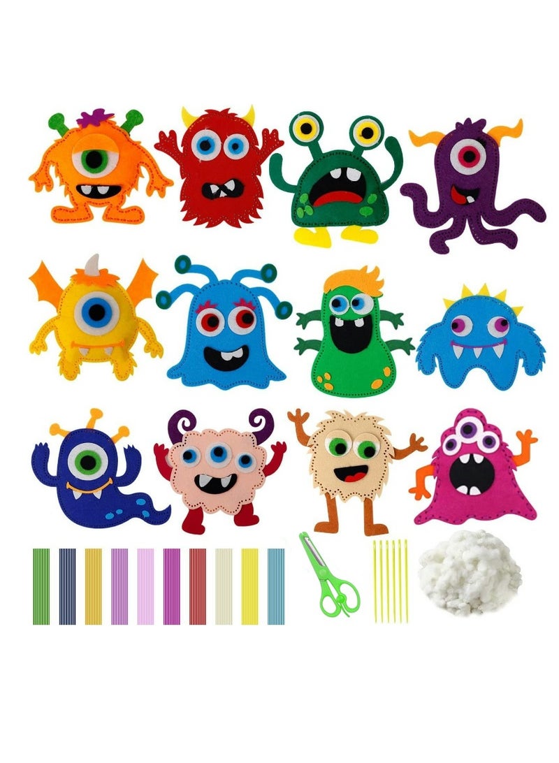 Little Monsters DIY Sewing Kits,Make Your Own Stuffed Monster Kit, Felt Stitch Art and Craft Toys for Boys and Girls - Childrens DIY Crafting and Sewing - Image 1