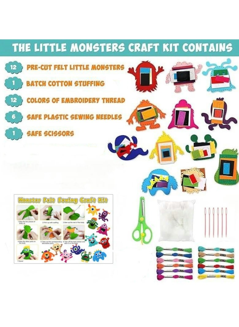 Little Monsters DIY Sewing Kits,Make Your Own Stuffed Monster Kit, Felt Stitch Art and Craft Toys for Boys and Girls - Childrens DIY Crafting and Sewing - Image 5