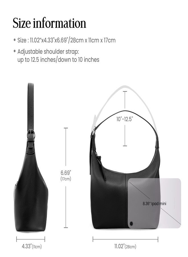 befen Genuine Leather Slouchy Hobo Purses for Women, Ultra Lightweight Shoulder Purse, Real Top Grain Leather Handbags Women's Black Shoulder Bag Satchel for Shopping, Travel Casual - Image 5