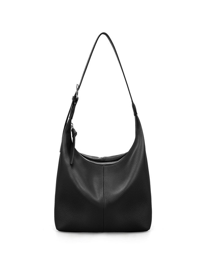 befen Genuine Leather Slouchy Hobo Purses for Women, Ultra Lightweight Shoulder Purse, Real Top Grain Leather Handbags Women's Black Shoulder Bag Satchel for Shopping, Travel Casual - Image 1