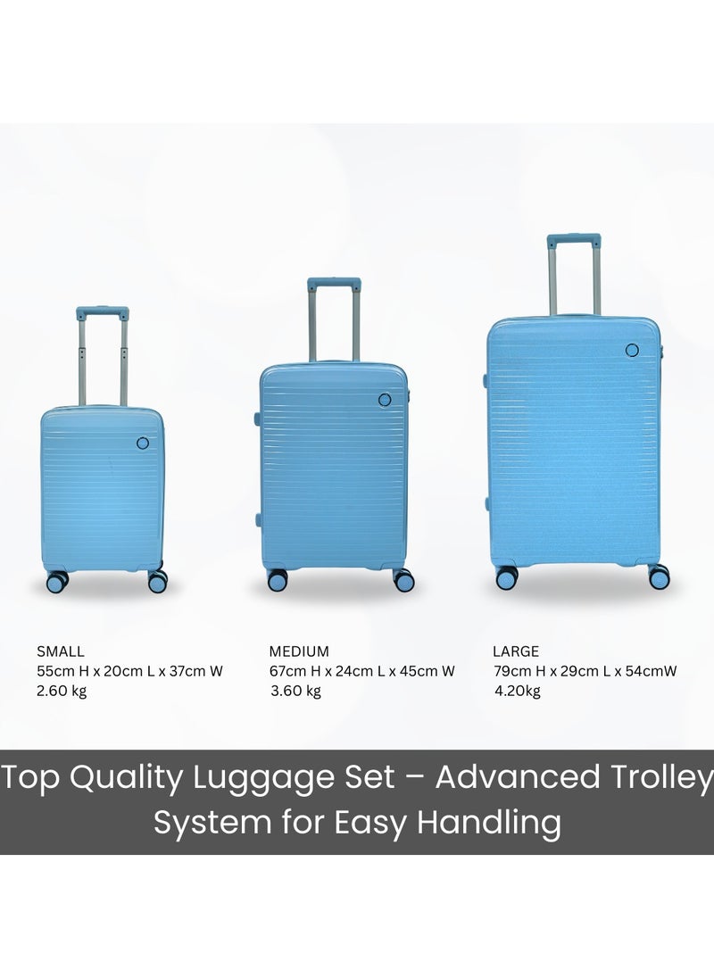GIORDANO - Giordano Pathfinder PP Hardcase Unbreakable Check-In Large Travel Luggage, Durable Lightweight 4 Double Wheels Smooth Rolling 28" Suitcase, Secure Lock Travel Sky Blue. - Image 1