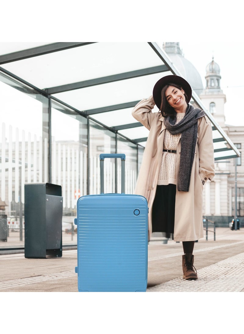 GIORDANO - Giordano Pathfinder PP Hardcase Unbreakable Check-In Large Travel Luggage, Durable Lightweight 4 Double Wheels Smooth Rolling 28" Suitcase, Secure Lock Travel Sky Blue. - Image 1