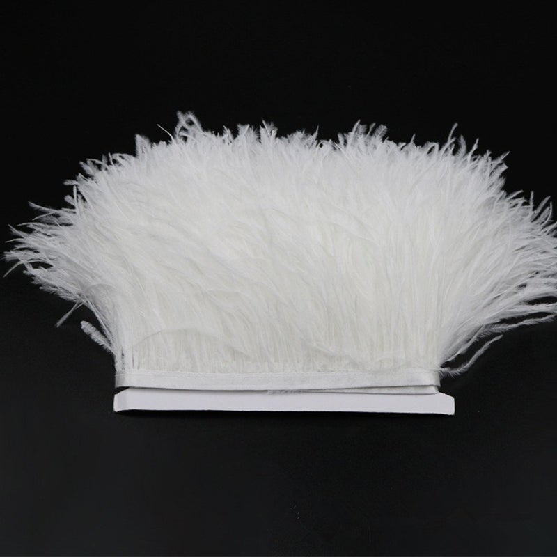 YEQIN 2 Yards Natural & Soft Ostrich Feathers Fringe Trims Ribbon - Used for Dress, Sewing Decoration, Craft Clothing, Boots, Wedding Decoration, DIY, Etc (White) - Image 4