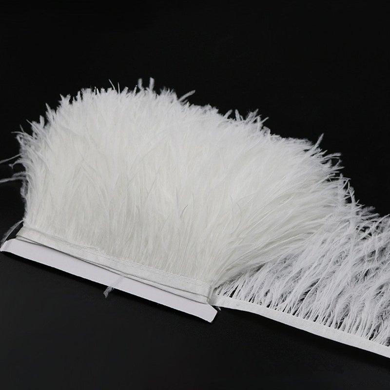YEQIN 2 Yards Natural & Soft Ostrich Feathers Fringe Trims Ribbon - Used for Dress, Sewing Decoration, Craft Clothing, Boots, Wedding Decoration, DIY, Etc (White) - Image 3