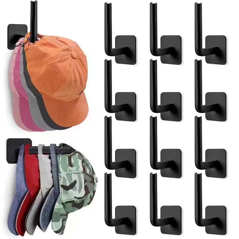 L-Shaped Multifunctional Adhesive Hooks No-Drill Wall-Mounted Storage L-Hook -12 Pack Black 