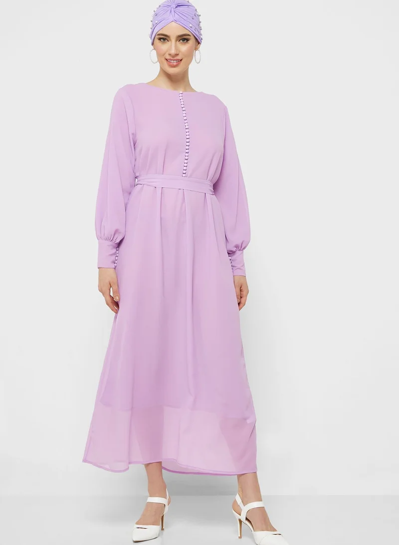 Khizana Puff Sleeve Chiffon Dress