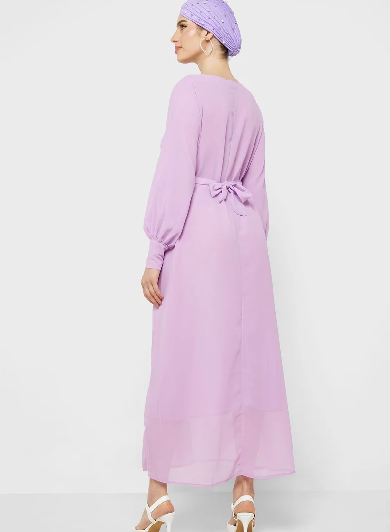 Khizana Puff Sleeve Chiffon Dress