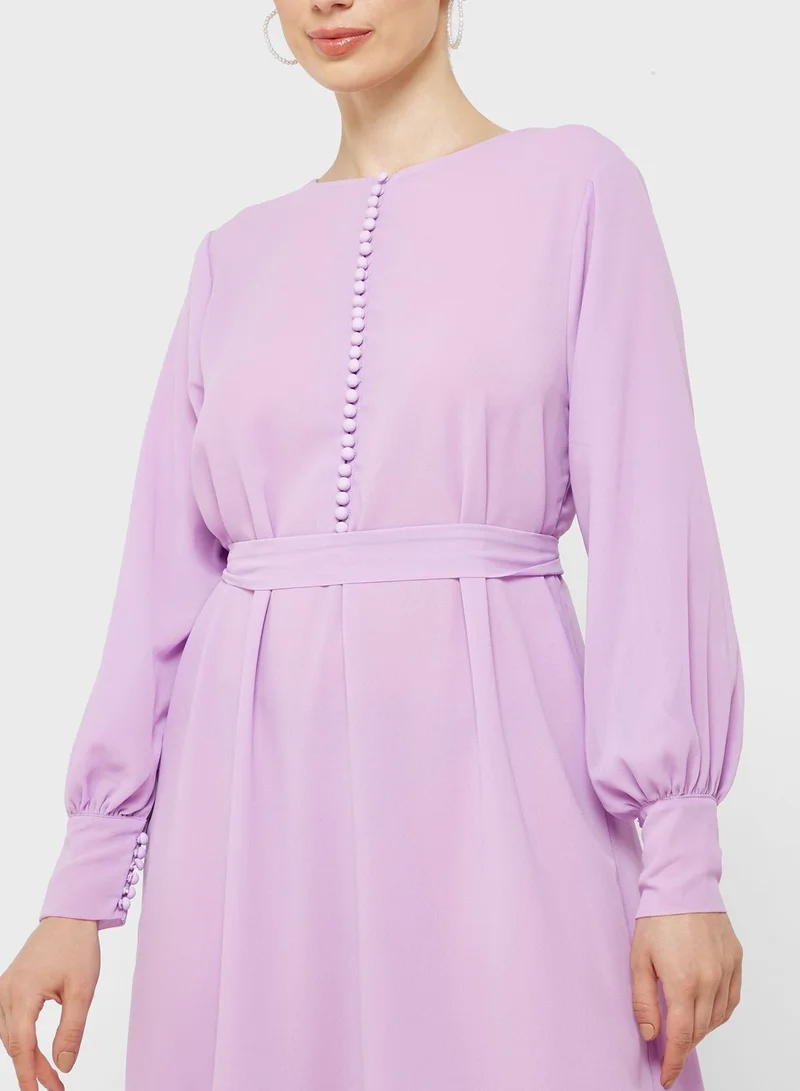 Khizana Puff Sleeve Chiffon Dress