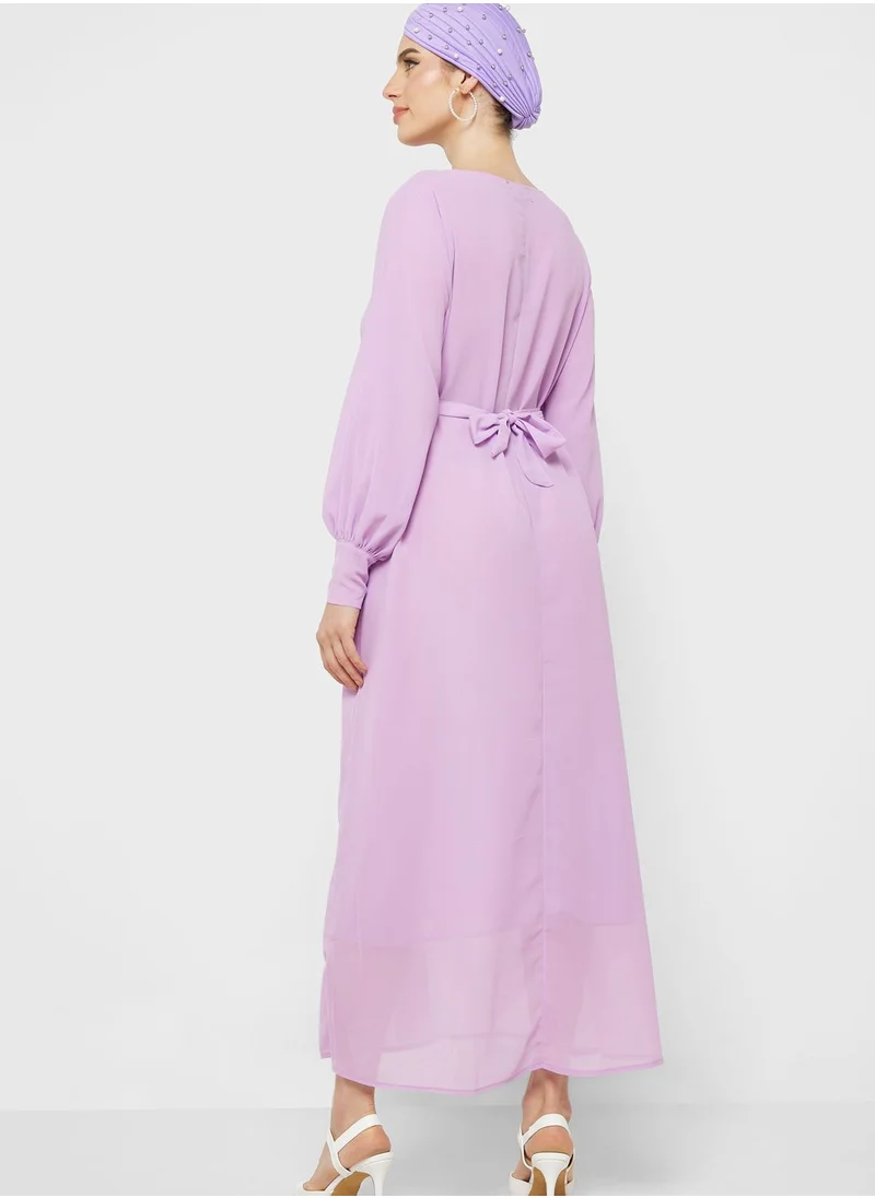 Khizana Puff Sleeve Chiffon Dress