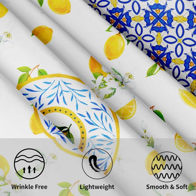 Granbey Lemon Round Tablecloth 60 Inch  Watercolor Floral Lemon Table Cloths Tile Flowers Fruits Table Cover Decorative for Kitchen Dining Room Picnic Party - Image 3
