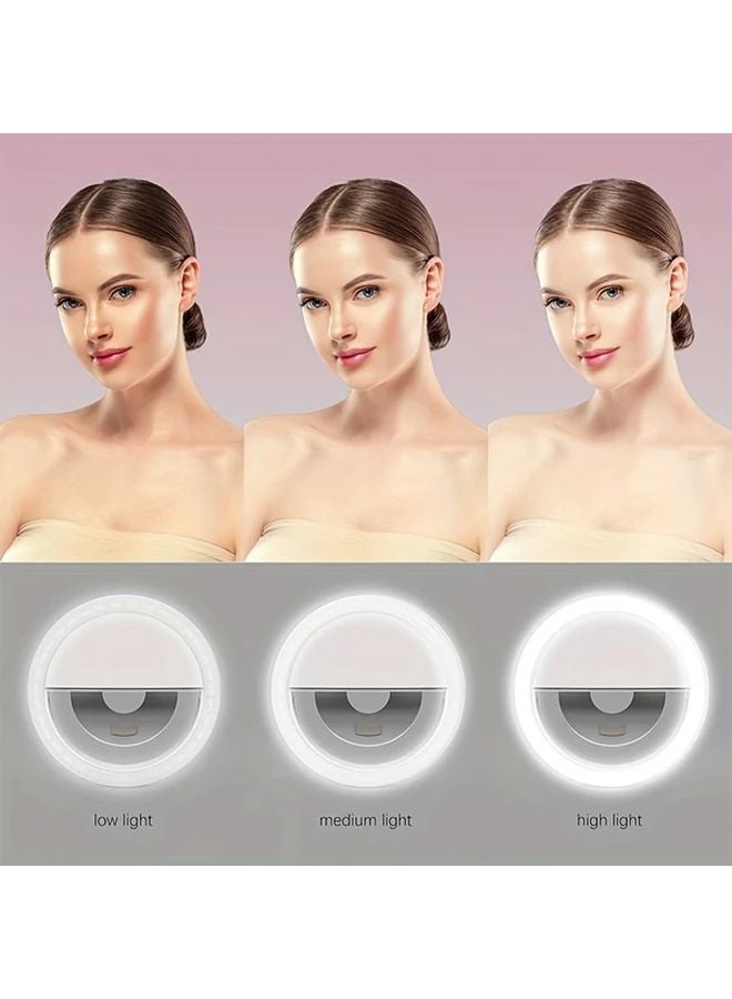 Blue Rechargeable LED Ring Light for Selfies Live Streaming Dual Power USB Battery - Image 4