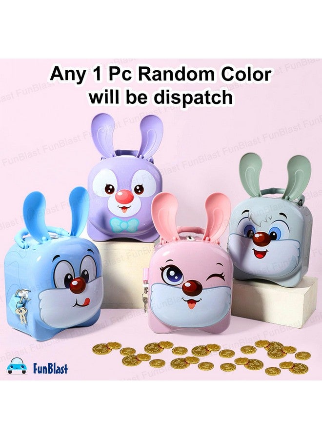 FunBlast Piggy Bank for Kids - Bunny Shaped Coin Box, Money Saving Metal Coin Bank with Key and Lock for Kids, Gullak for Money Bank for Kids, Return Gift for Kids (Random Color and Design) - Image 4