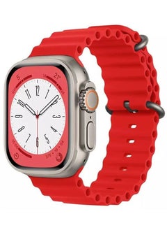 Ocean Silicone Rubber Watch Band Strap for Apple Watch Ultra 49mm/45mm/44mm/42mm Red