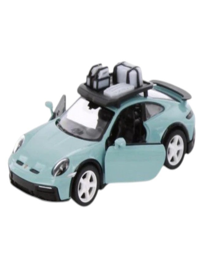 Mayatra's 911 Diecast Toy Car with Roof Rack Luggage, Pull-Back Action, Opens Doors (Torquoise_911_Rally_PNT)