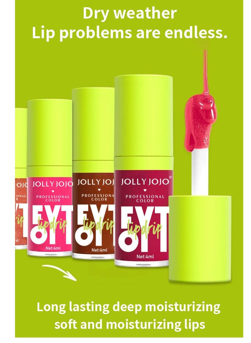 جولي جوجو مجموعة هدايا زيت الشفاه برأس فرشاة كبيرة مكونة من 5 ألوان، مرطب ومغذي للغاية، زيت توهج الشفاه بلمسة نهائية لامعة وناعمة، ملمع شفاه ملون لامع نباتي، تركيبة غير لاصقة، 5 قطع - Image 3