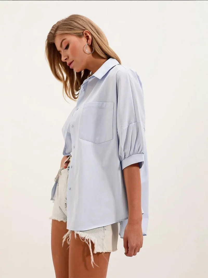 بيغ دارت قميص بوبلين بقصة فضفاضة وجيب