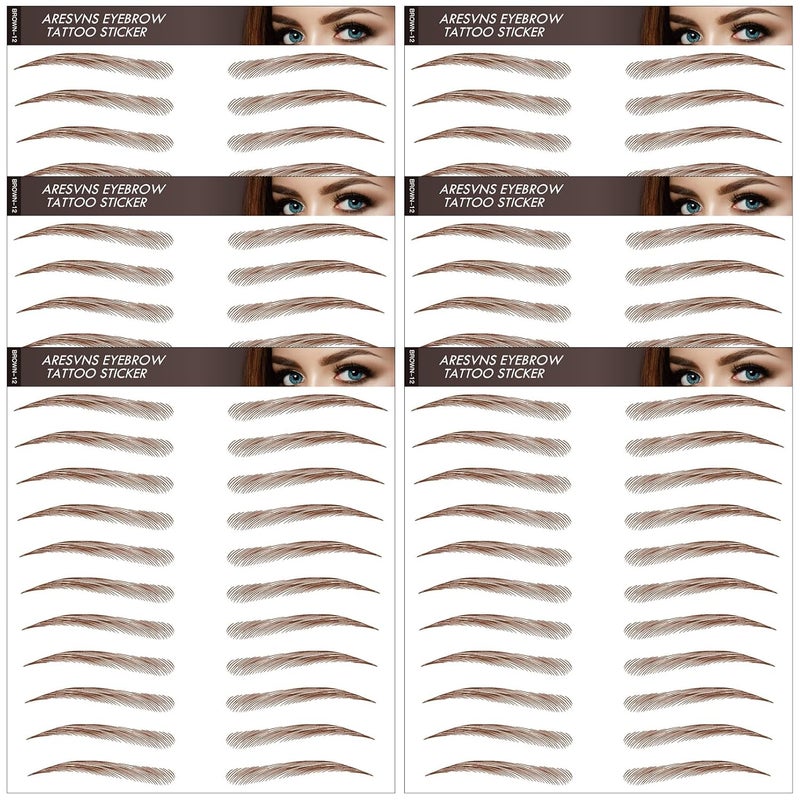 Aresvns Tattoo Eyebrow 66 PairsNewly Improved 4D HairLike Authentic EyebrowsRealistic Imitation Eyebrow Tattoo StickersPopular yellowish brown Eyebrow for Women GirlsWaterproof and LongLasting 35 Days