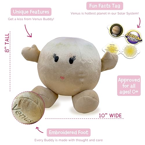 Celestial Buddies Venus Buddy | 10" Soft Stuffed Plush, Embroidered Features, Fun Planet Facts Tag for Kids – STEM Learning, Educational Gift, Classroom & Homeschool Science Space Astronomy | 0+ - Image 2
