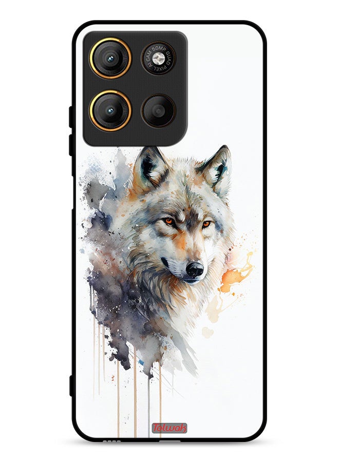 Tolwak Motorola Moto G15 Protective Case Cover Wolf Abstract Art