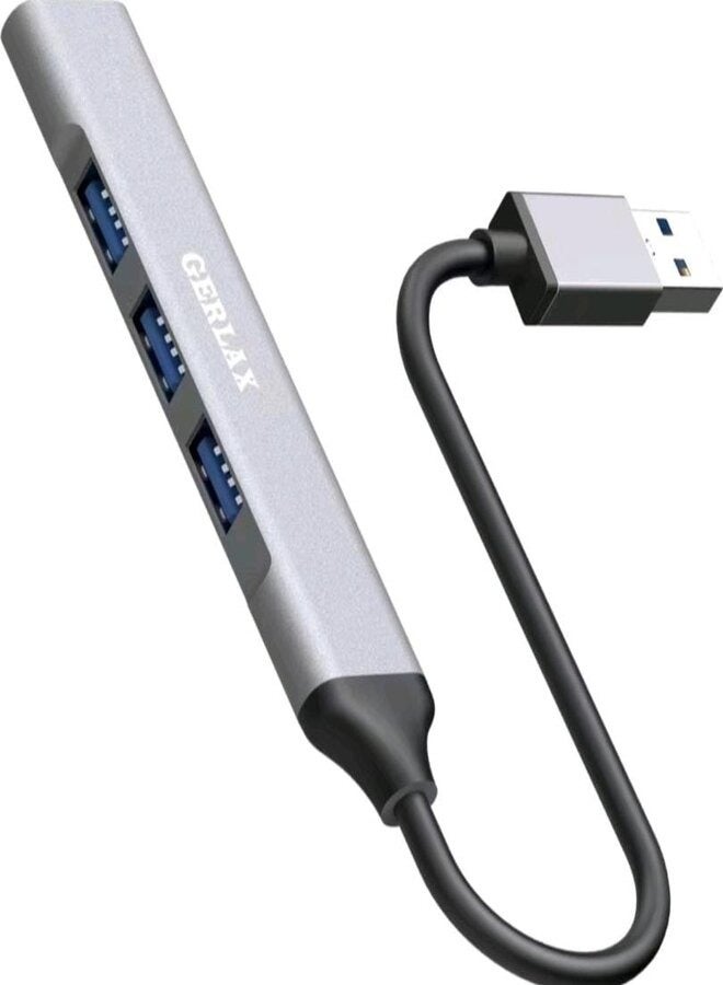 جيرلاكس USB Hub USB3.0 كابل الكمبيوتر الفاصل محول المتوسع 4 في 1 محطة شحن الكمبيوتر المحمول شاحن خارجي للفندق، رمادي، USB - Image 4