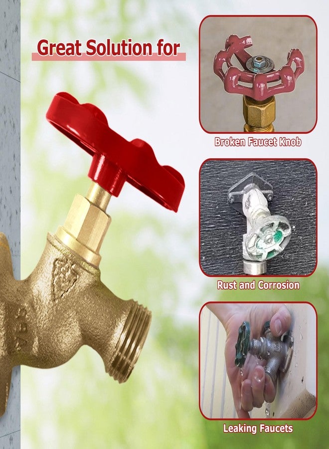 Dreyoo مجموعة من 2 مقبض صنبور خارجي من Dreyoo، مقبض صنبور 3/8 بوصة متوافق مع Arrowhead PK1290، مقبض صنبور 12 نقطة لصنبور الخرطوم الخارجي، وصمامات الحديقة، وصنابير المياه المقاومة للصقيع (أحمر، بيضاوي) - Image 4