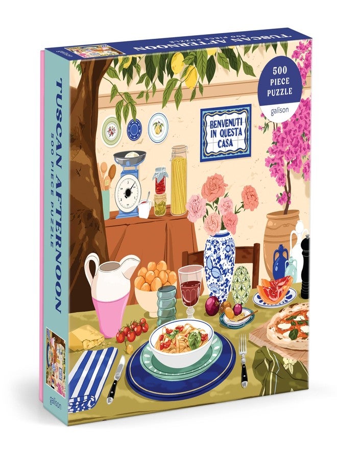 Galison Tuscan Afternoon - 500 Piece Jigsaw Puzzle Featuring Beautiful Artwork of A Tuscan Al Fresco Lunch - Image 1