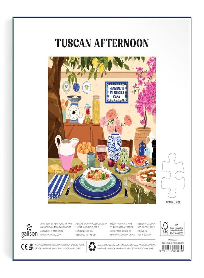 Galison Tuscan Afternoon - 500 Piece Jigsaw Puzzle Featuring Beautiful Artwork of A Tuscan Al Fresco Lunch - Image 3