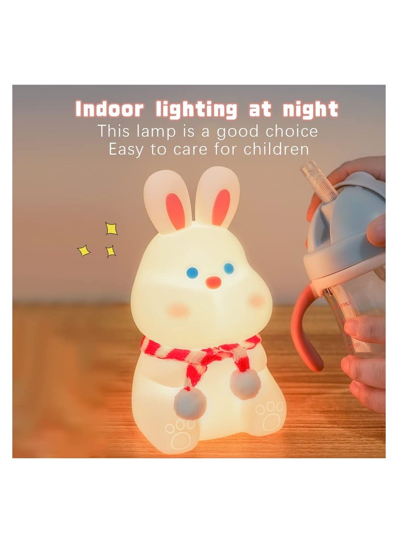 SYOSI ضوء الليل للأطفال، مصباح سيليكون على شكل أرنب، ضوء جانبي للحيوانات الكيوت للسيدات والفتيات، مصباح ليلي LED للأرنب لغرفة النوم للأطفال وغرفة الأطفال، هدايا العطلات - Image 4