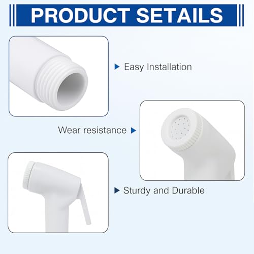 WOYO White ABS Health Faucet Set for Bathroom | Jet Spray with 1.2-Metre Ultra Flexible PVC Hose | Toilet Shower Spray, Bidet Use, and Bathroom Cleaning – Set of 1 (Style-2) - Image 5
