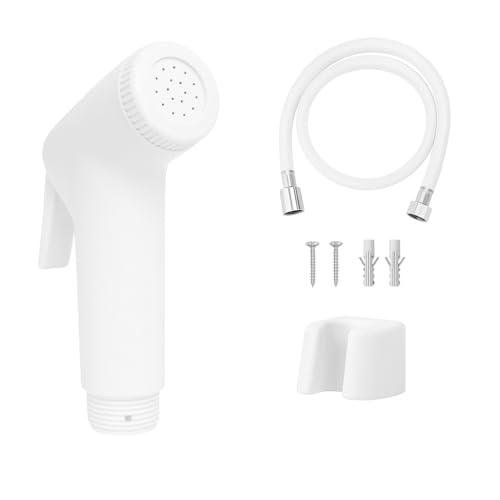 WOYO White ABS Health Faucet Set for Bathroom | Jet Spray with 1.2-Metre Ultra Flexible PVC Hose | Toilet Shower Spray, Bidet Use, and Bathroom Cleaning – Set of 1 (Style-2) - Image 1