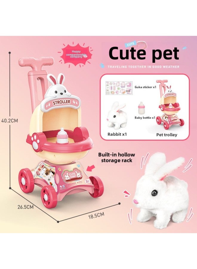 Children's Trolley Toy With Electric Doll Rabbit Pet Girl Play Home Baby Children's Day Gift-Color:Rabbit Bottle Cart Medium-Specifications:Standard Does Not Include Batteries  - Image 1