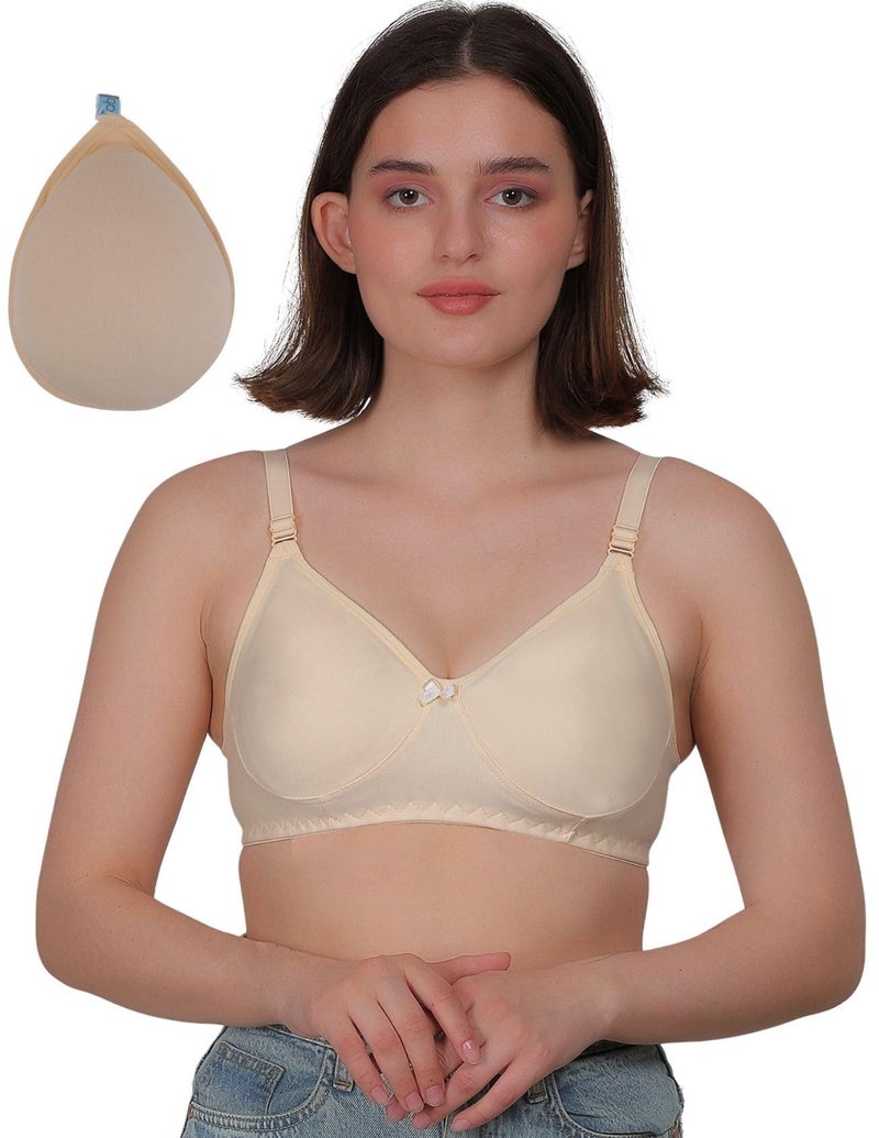 Fabme Mastectomy Cancer Pocket Bra with One Micro Fiber Filled Adjustable Pad | Cotton Bra - Image 1