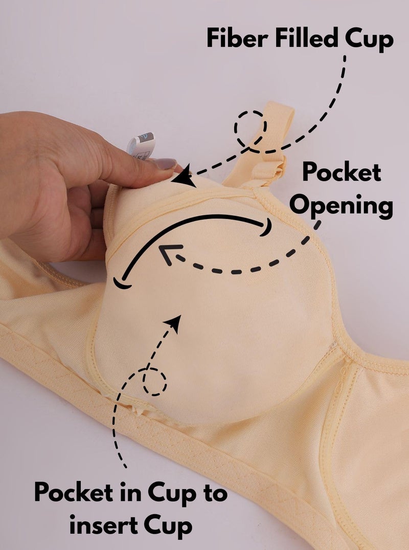 Fabme Mastectomy Cancer Pocket Bra with One Micro Fiber Filled Adjustable Pad | Cotton Bra - Image 4