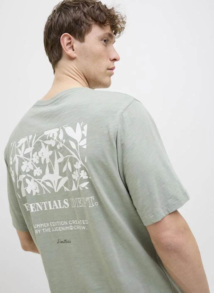JACK & JONES Jjjeff Monogram Detail Crew Neck T-Shirt