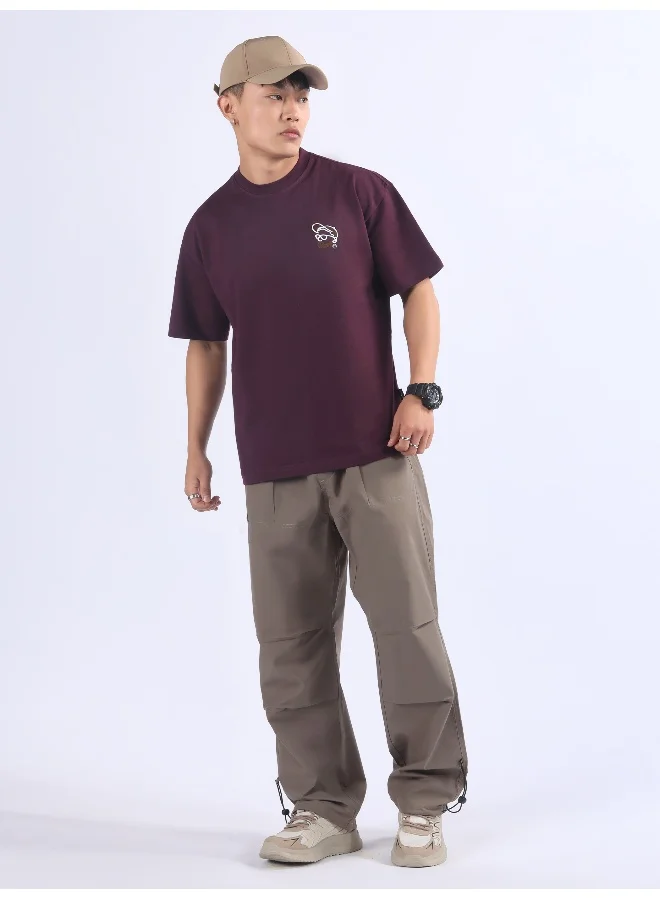 Beyoung Dark Purple Musafir Printed T-Shirt