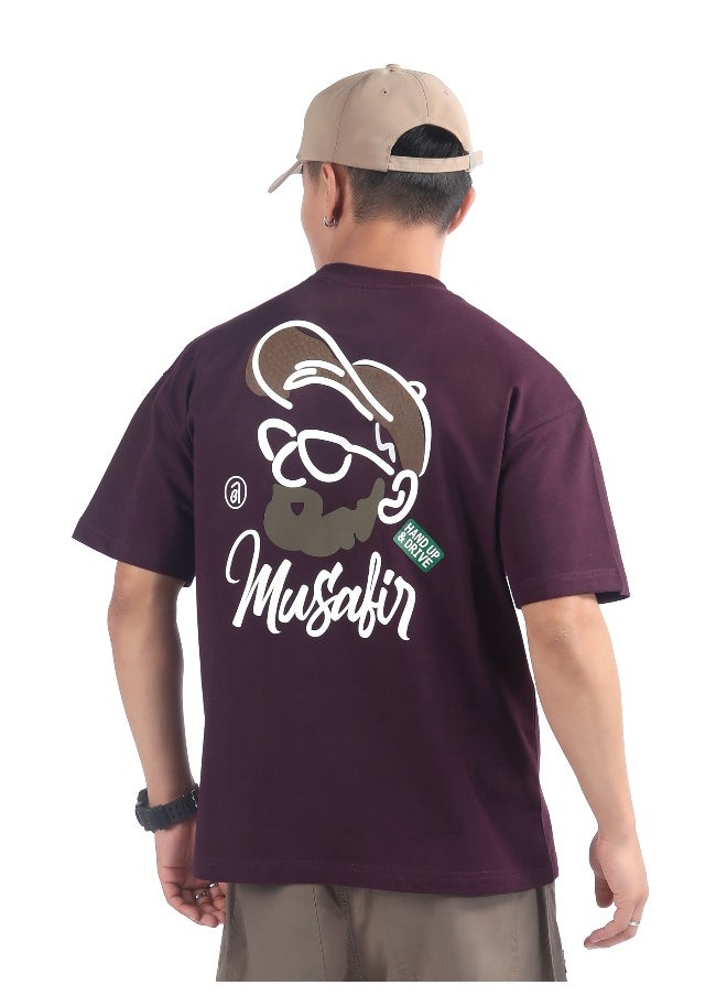 Beyoung Dark Purple Musafir Printed T-Shirt  - Image 3