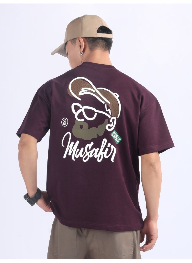 Beyoung Dark Purple Musafir Printed T-Shirt  - Image 2