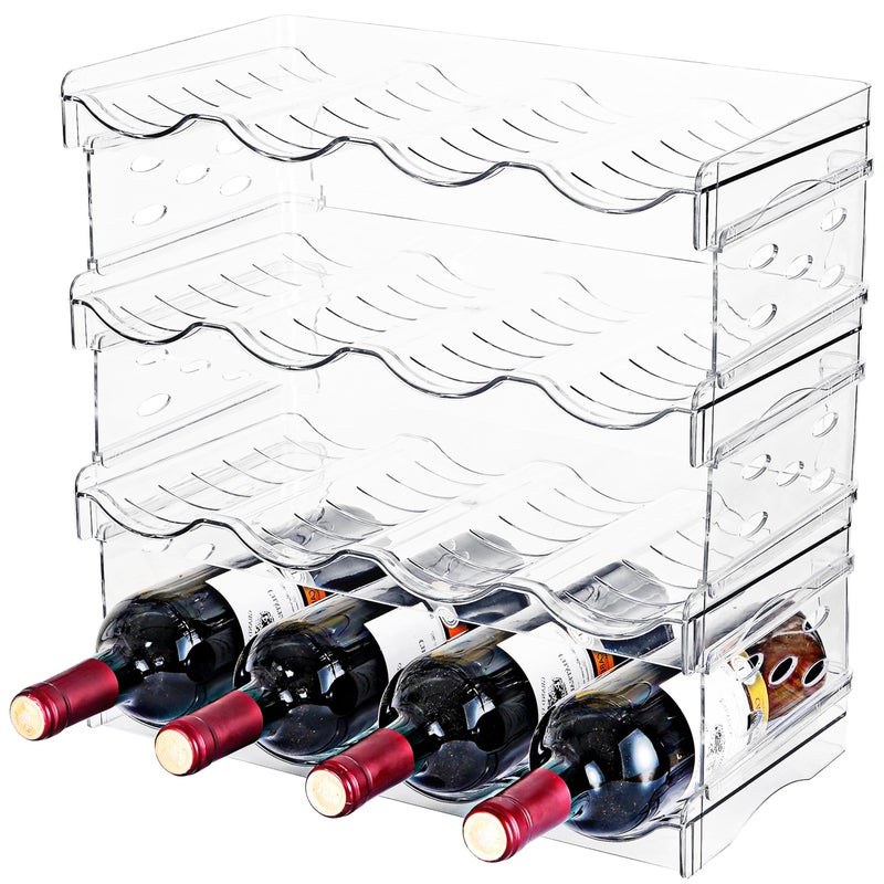Baosia Stackable Wine Rack,Wine Bottle Holder for Inside Cabinet,for Pantry,Refrigerator,Countertop Organization-4 Tiers for 16 Bottles - Image 1