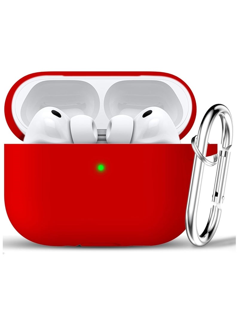 ACLIX AirPods Pro 3 Case (2025), Soft Silicone Protective Case Cover Compatible with Apple AirPods Pro 3rd Generation (USB-C Cable), (Red) - Image 1