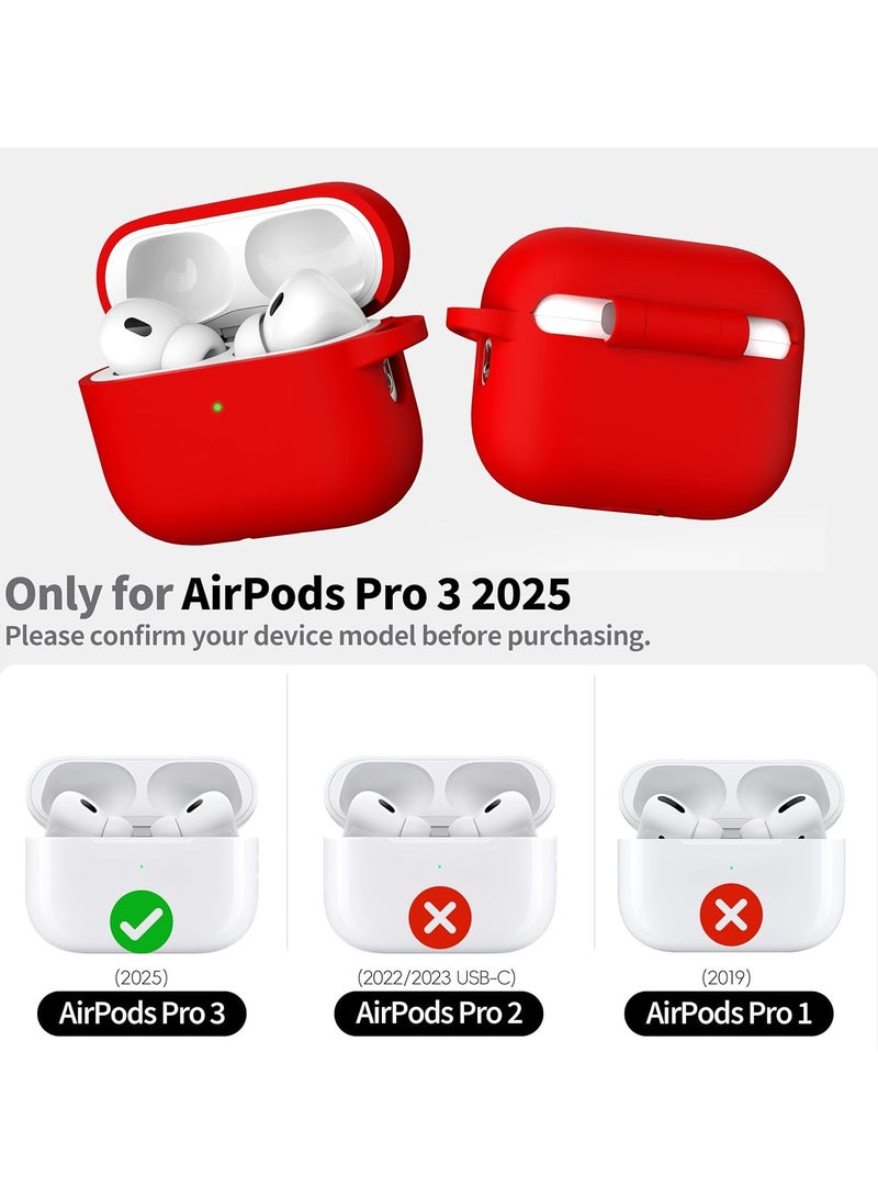 ACLIX AirPods Pro 3 Case (2025), Soft Silicone Protective Case Cover Compatible with Apple AirPods Pro 3rd Generation (USB-C Cable), (Red) - Image 2